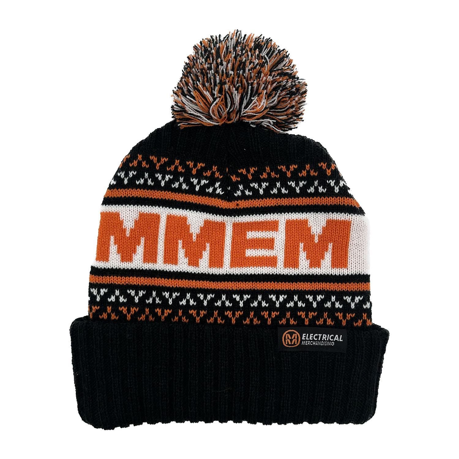 High Quality Acrylic Custom Logo Embroidered Knitted Beanie Hats Jacquard Beanie with Pom Pom One Size