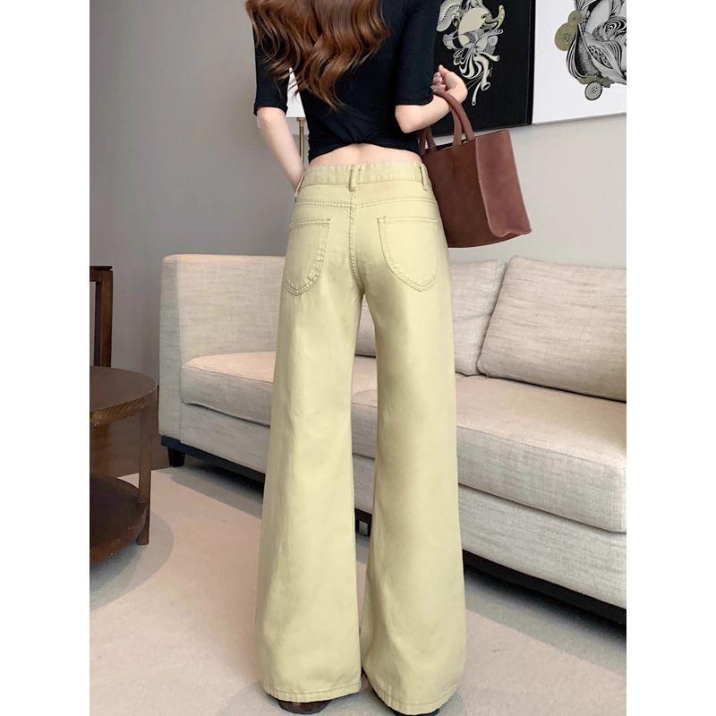 Kumikumi Retro Temperament Khaki Trumpet Pants Casual Pants Women Autumn Chic Age-Reducing Slimming Versatile Trousers
