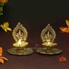 Aluminium Metal Ganesh Diya with Swastik Engraved In Hand (10.2 Cm X 10.2 Cm X 11.5 Cm, Set of 2)
