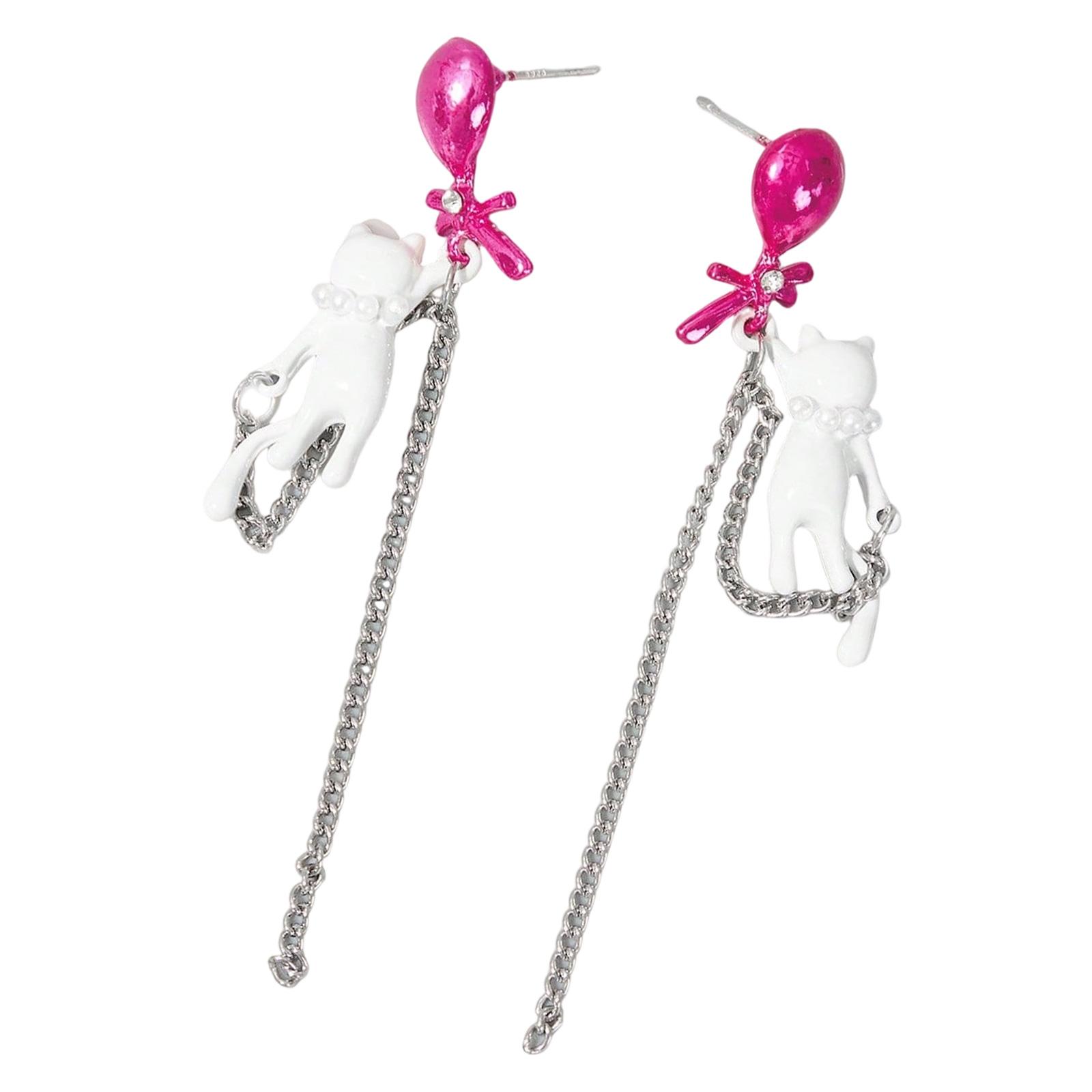 

Versatile Balloon Bowknot Earrings Pendant Earrings Zinc Alloy Texture Suitable for Parties Casual Wear and Photo Shoots 1 рожевий червоний колір