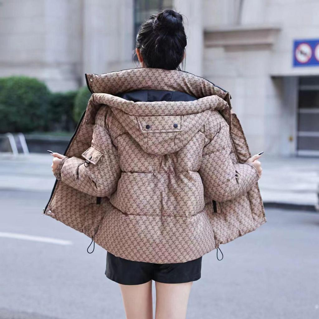 Women Winter Short Fluffy Warm Jacket Hooded Plaid Plus Size Jacket Casual Outdoor Jacket