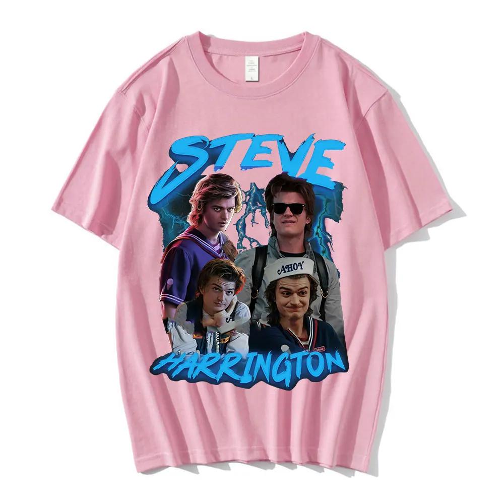 Steve Harrington T-shirts Men's Harajuku Graphics Print T-shirt Short Sleeve Pure Cotton Oversize Streetwear Unisex T Shirt