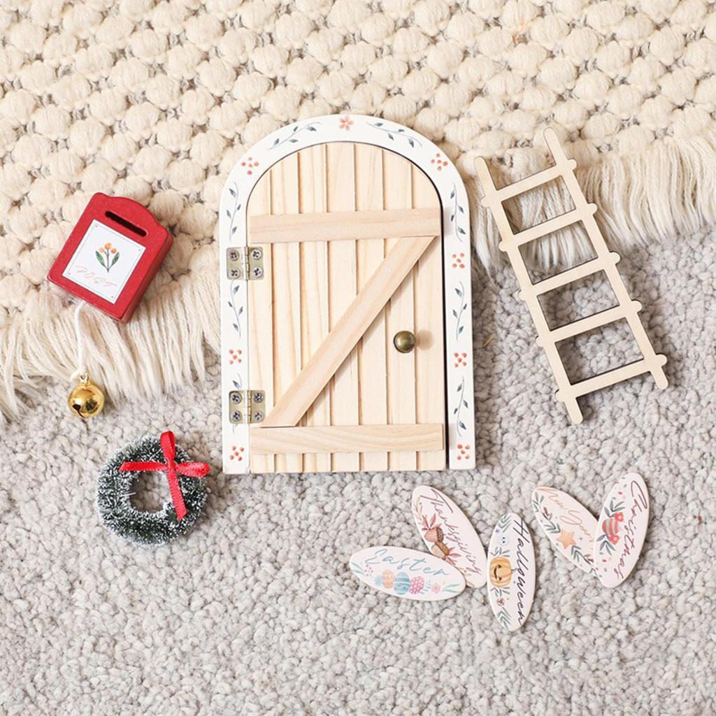 Fairy Garden Door Christmas Miniature Home Decor Small Garden Ornament Doll House Kit For Playroom Living Room Classroom Table