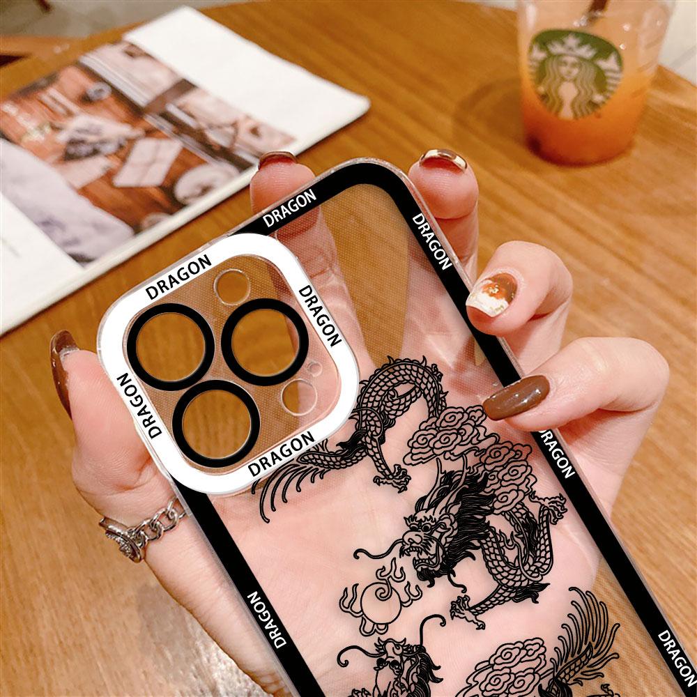 Oriental Style Chinese Dragon Clear Phone Case For Samsung Galaxy S26 S25 S24 S23 S22 S21 S20 FE PLUS ULTRA EDGE TPU Case Shell