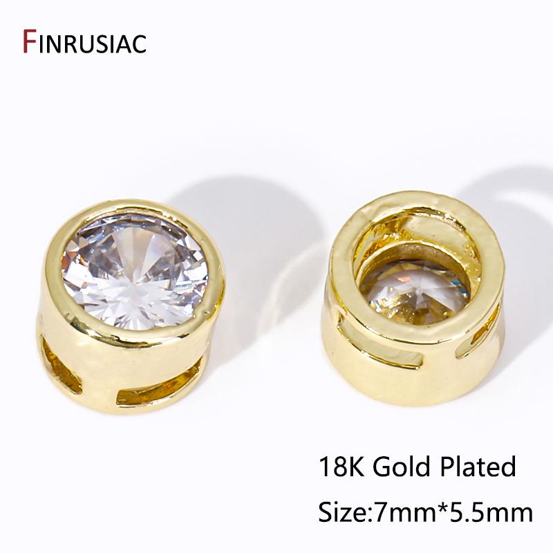 

Trendy 18K Gold Plated Inlaid Zircon Spacer Beads Loose Beads For DIY Bracelet Bead Jewelry Making Supplies Wholesale 3 pcs