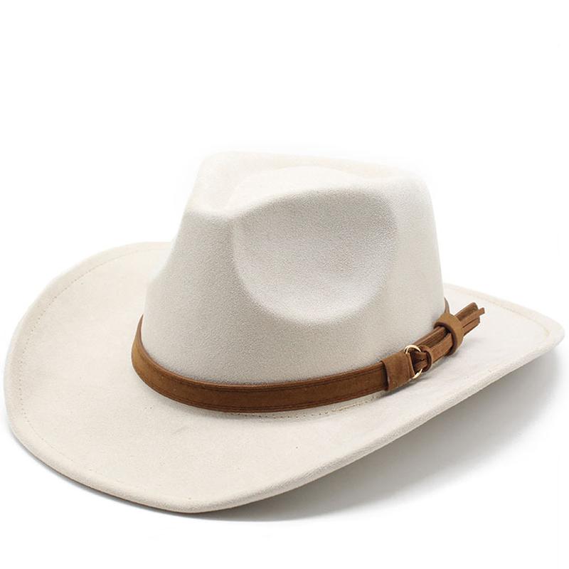 New Wome Men Black Suede Chapeu Western Cowboy Hat Gentleman Jazz Sombrero Hombre Cap Dad Cowgirl Hats Size 56-58cm