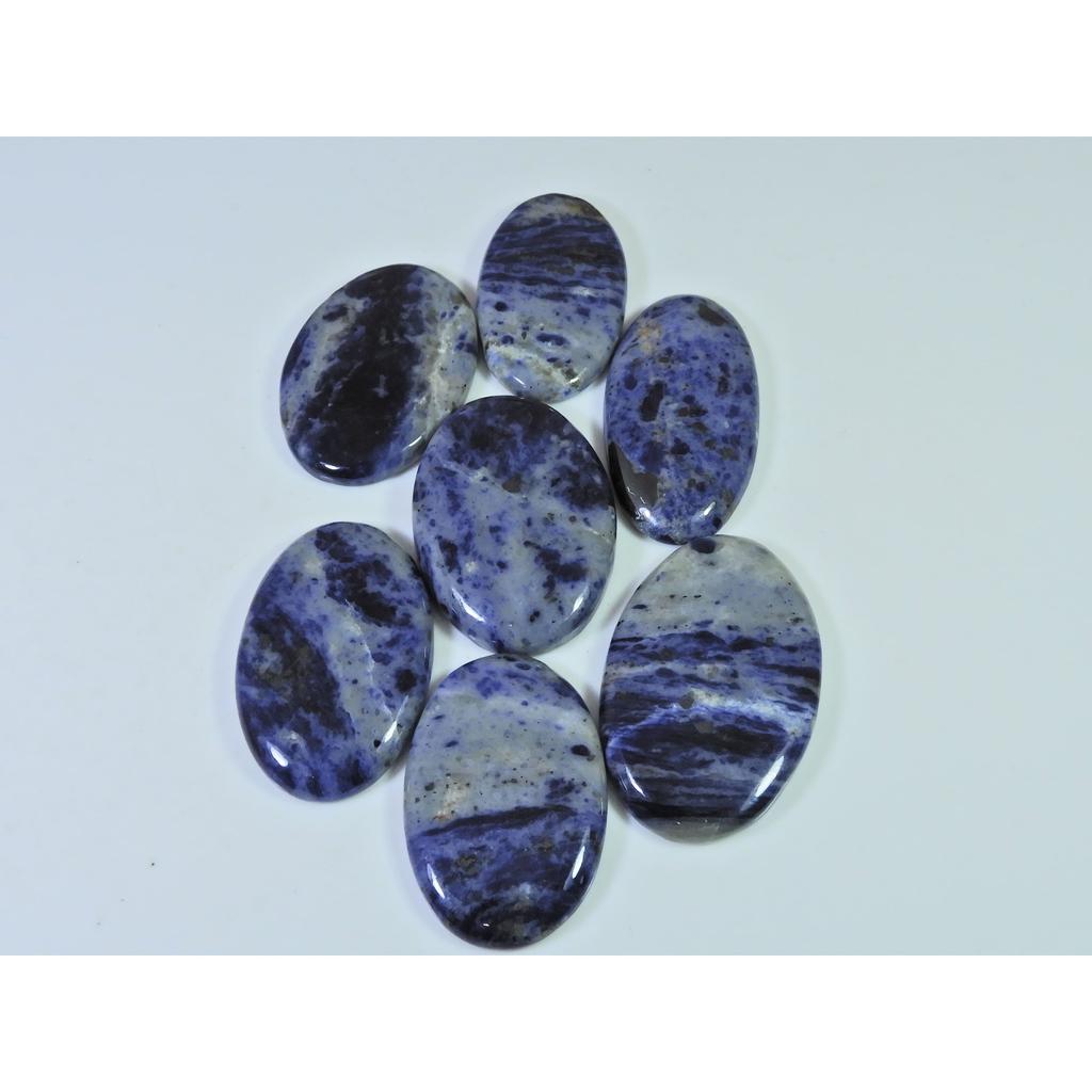 337Cts. Natural Blue Sodalite Oval Cabochon Loose Gemstone 07Pcs Lot 36-41MM C-1497