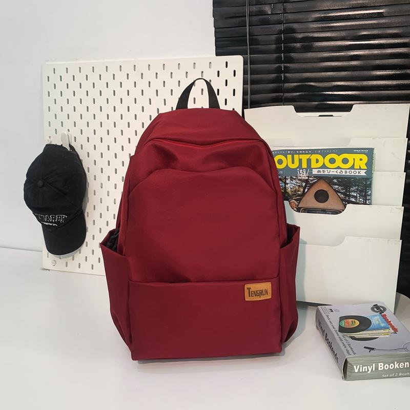 Women Solid Color Backpack Men's Backpack Lightweight Travel Computer Bag Student Schoolbag