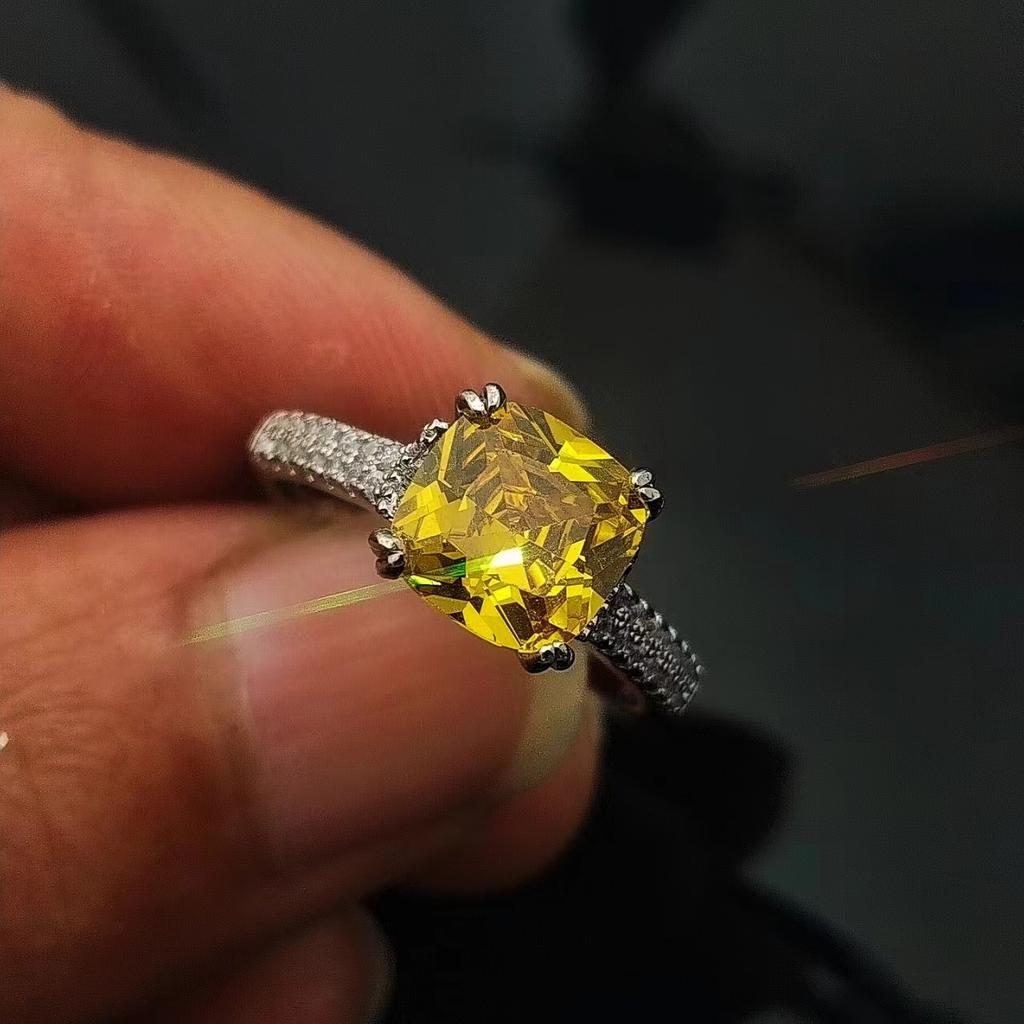 Bague Carrée Zir*****Pen Tendance Mode Femme Bijou Bague Carrée Grosse Polyvalente