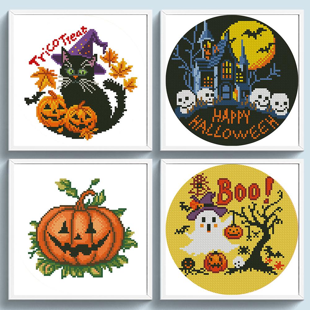 Halloween Printed Cross Stitch Kit DIY 11CT Embroidery Craft Set Home Decor
