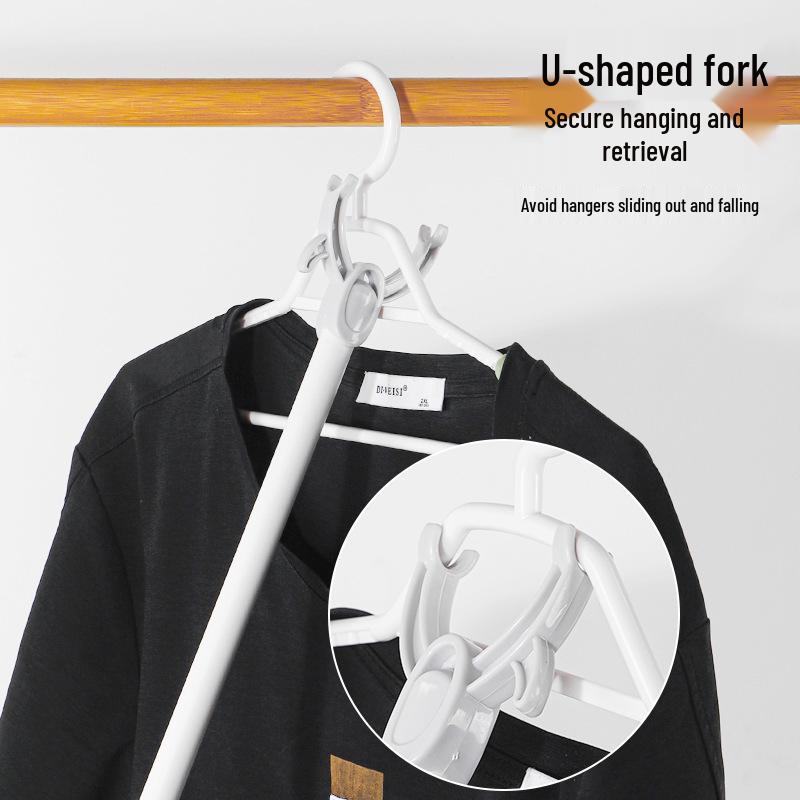 Retractable PP Clothes Drying Pole with Fork for Dormitory and Household Use