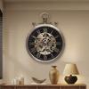 Retro Gear Dynamic Clock Antique Living Room Silent Wall Clock for Bedroom Metal Pocket Watch Clocks Luxury Home Decoration