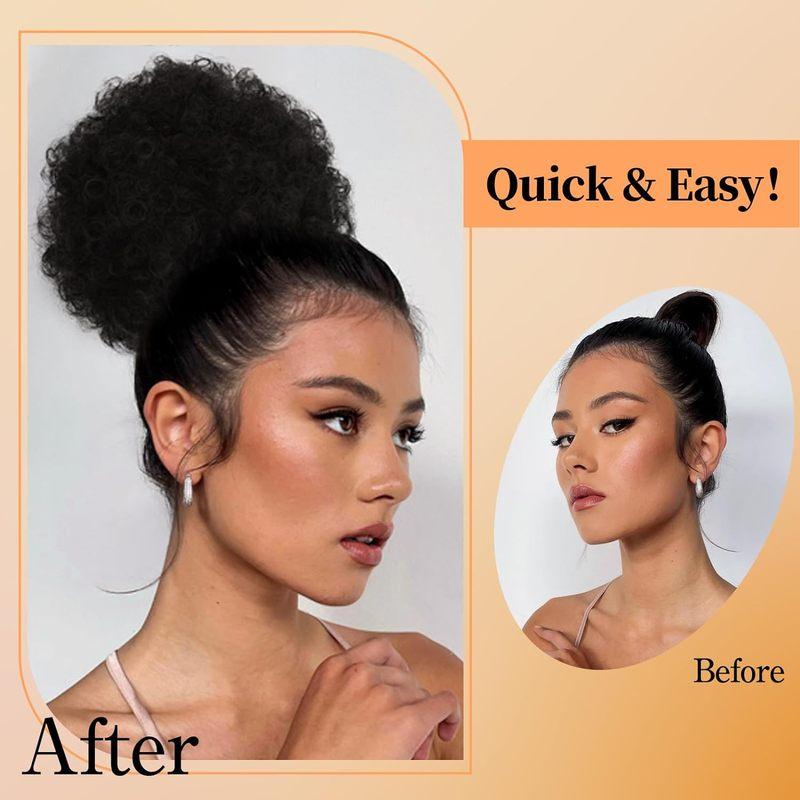 Afro Puff Drawstring Ponytail for Black Women Short Kinky Curly Afro Ponytail Synthetic Hair Puffs Afro Bun Ponytail