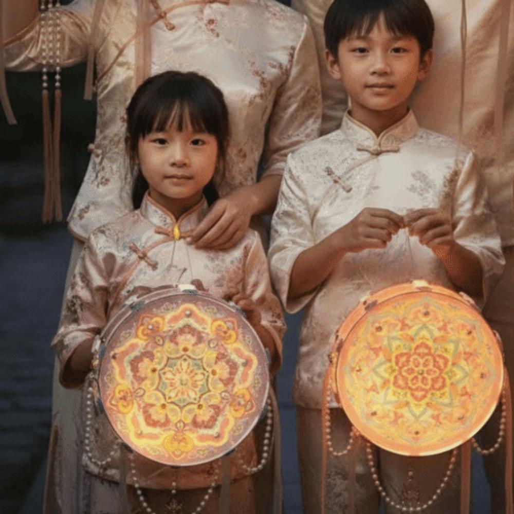 Pearl Bead-strand Flower Drumlamp LED Warm Glow Ancient Style Light  Crafting Activity