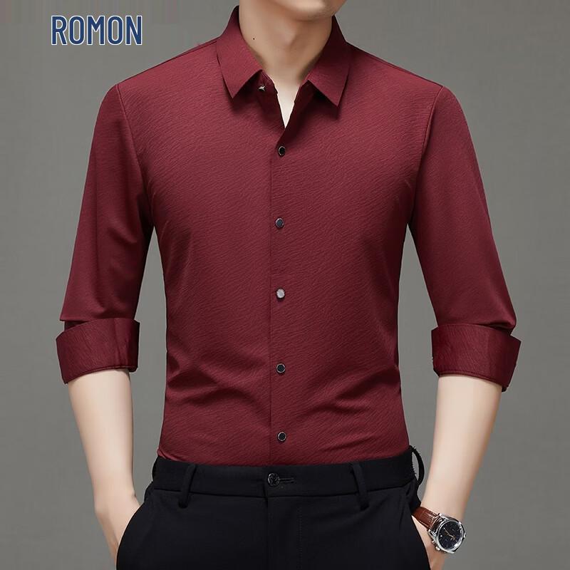 ROMON Men s Casual Long-Sleeve Seamless Shirt 54