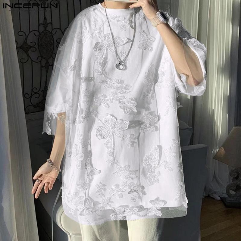 

INCERUN Летние мужские свободные многослойные топы с короткими рукавами и цветочным принтом