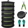 Herb Drying Rack,6 Tier Hanging Drying Rack,Black Mesh Drying Rack with Zipper,Gloves,Garden Pruning Shear for Drying Herbs,Plants,Seeds,Buds
