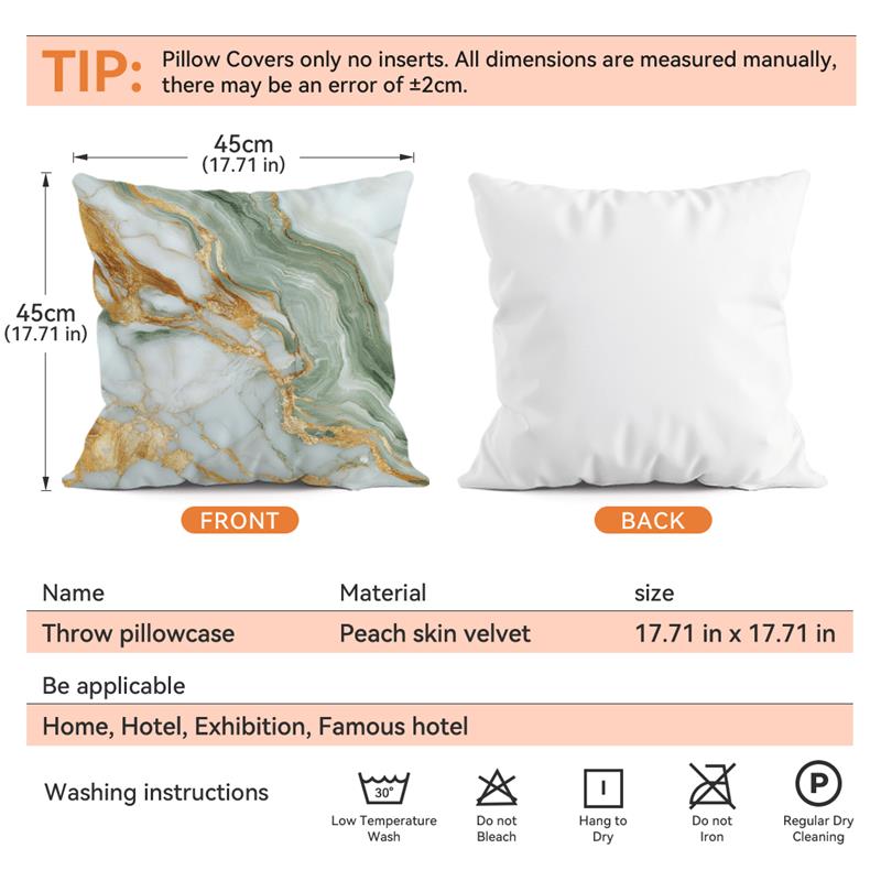Green Gold Foil Marble Cushions Pillowcase Printed Polyester 45X45Cm Throw Pillow Cover Decorative Sofa Cushion Pillowslip Decor