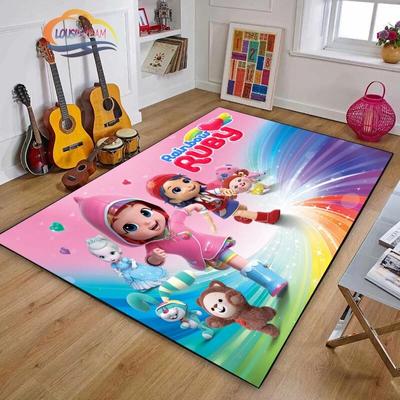 3D tisk Rainbow Ruby Series Koberec Lulu a Bear Kreslený film Obývací pokoj Ložnice Protiskluzový koberec Měkká hrací plocha Podložka pro dívky Dárek