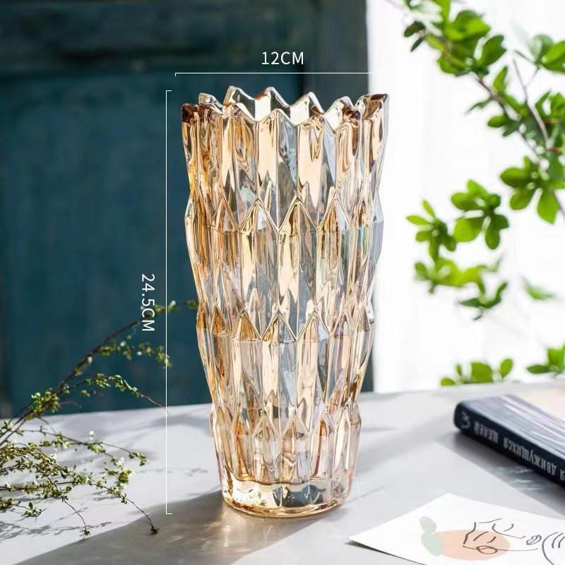 High-End Transparent Glass Crystal Vase for Fresh Flower Arrangements