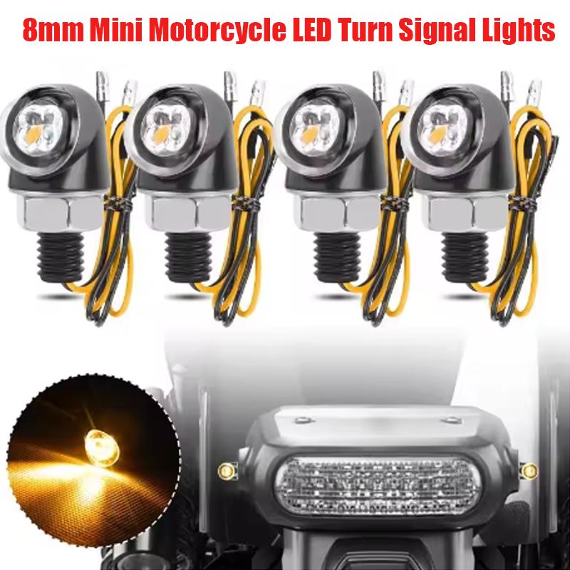 White Red Amber Mini M8 Motorcycle LED Turn Signal Flash DRL Indicator Tail Brake Light Blinker For Dirt Bike Cafe Racer Bobber