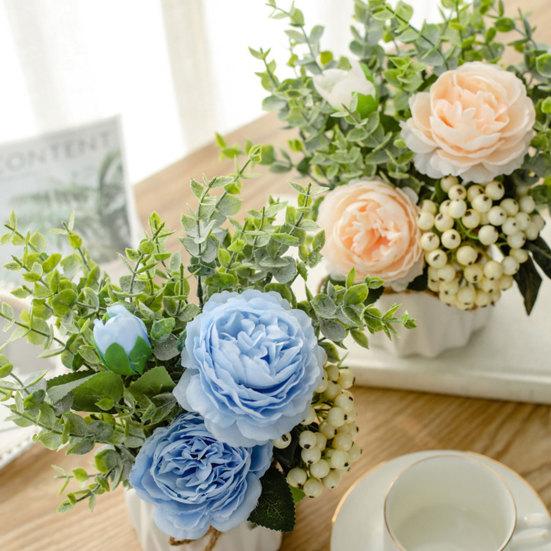 Künstliche Rose gefälschte Blume Bonsai Topfpflanze Garten Party Requisiten Desktop-Dekor