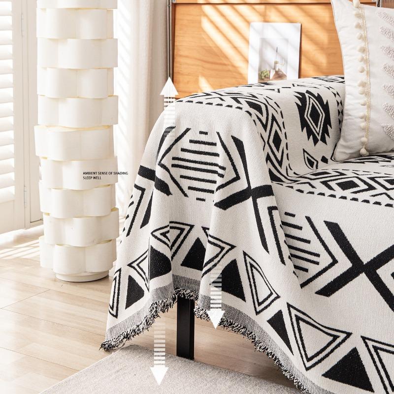 Sofa Cover Chenille Cover Geometric Art High Sense Four-season Sofa Towel Home Decoration Non-slip and Anti-grab