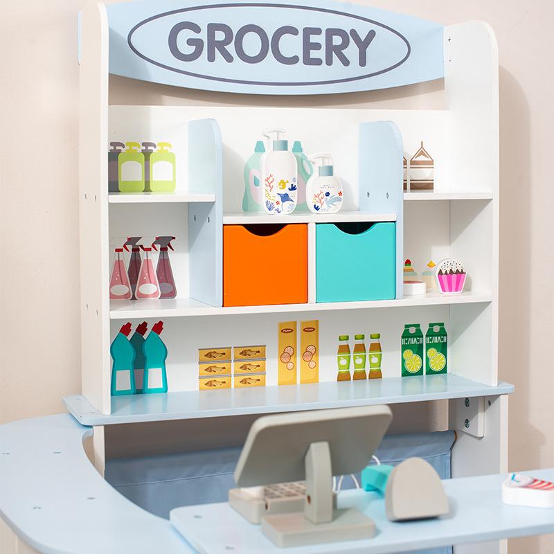 Wooden Simulation Stall Children'S Play House Interactive Grocery Store Supermarket Sales Store Educational Parent-Child Toys