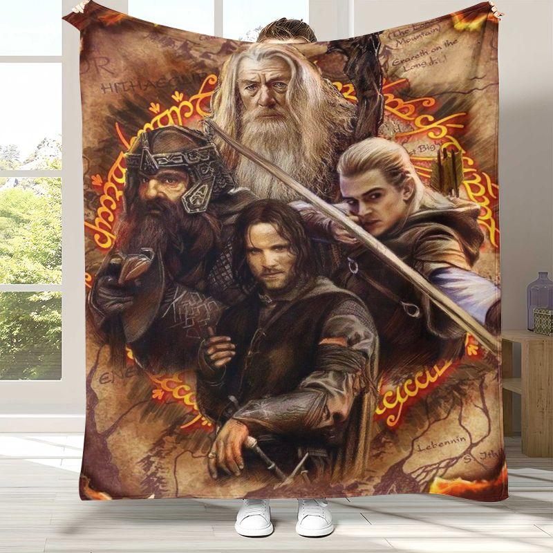 Retro L-Lord of The Rings H-Hobbit Flannel Blanket,Ultra Soft Warm Plush Throw for Home Bedroom Bed Sofa Cover Office Picnic