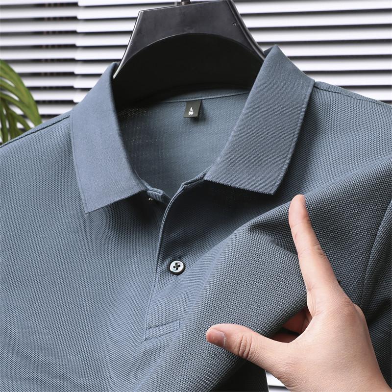 

Heavy 240G Cotton Polo Shirt Short-Sleeved T-Shirt Men S Lapel Solid Color Business Casual High-End Short L світло-синій колір