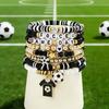 SHIXIN Colorful Beaded Bracelet Set Football Basketball Letter Charms Hand Chain Women Men Sports Jewelry Stackable Bracelet New
