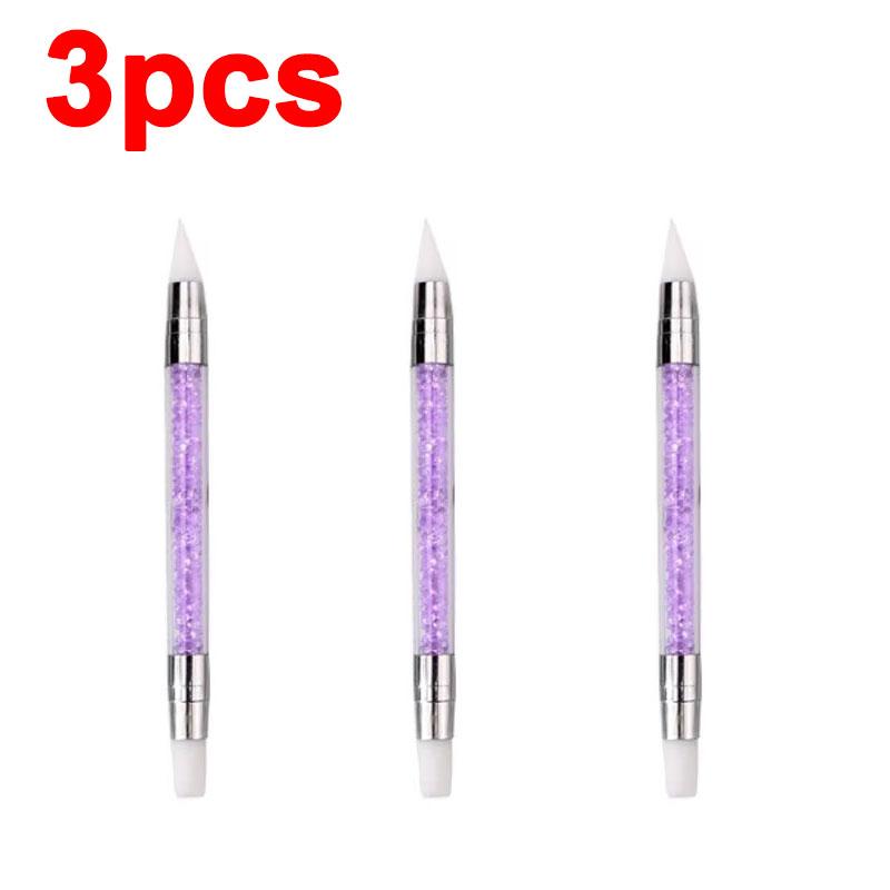 Rhinestone Applicator Pencil Dual-Ended Silicone Head Carving Dotting Pen Nail Dot Pen Stone Picker Refill Manicure Tools DB05