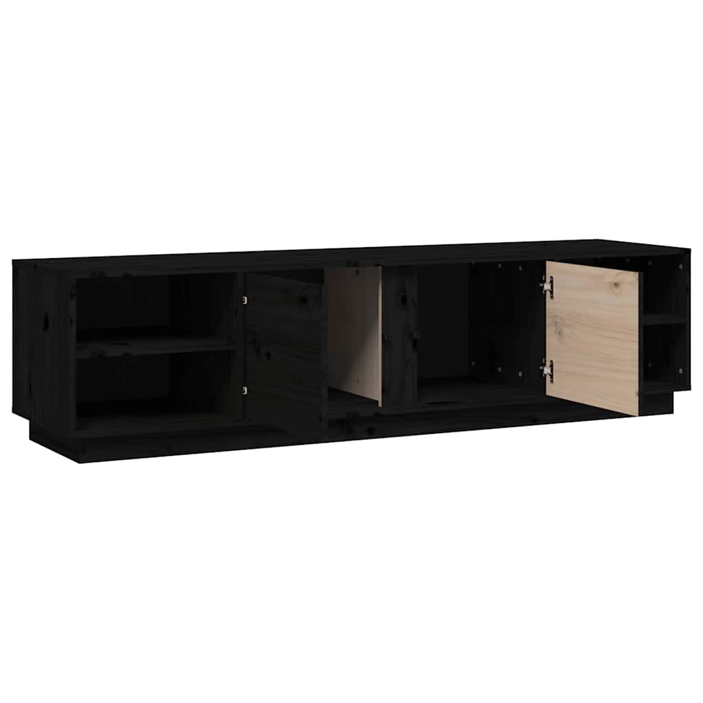Vidaxl Szafka Pod Tv, Czarna, 156X40X40 Cm, Lite Drewno Sosnowe