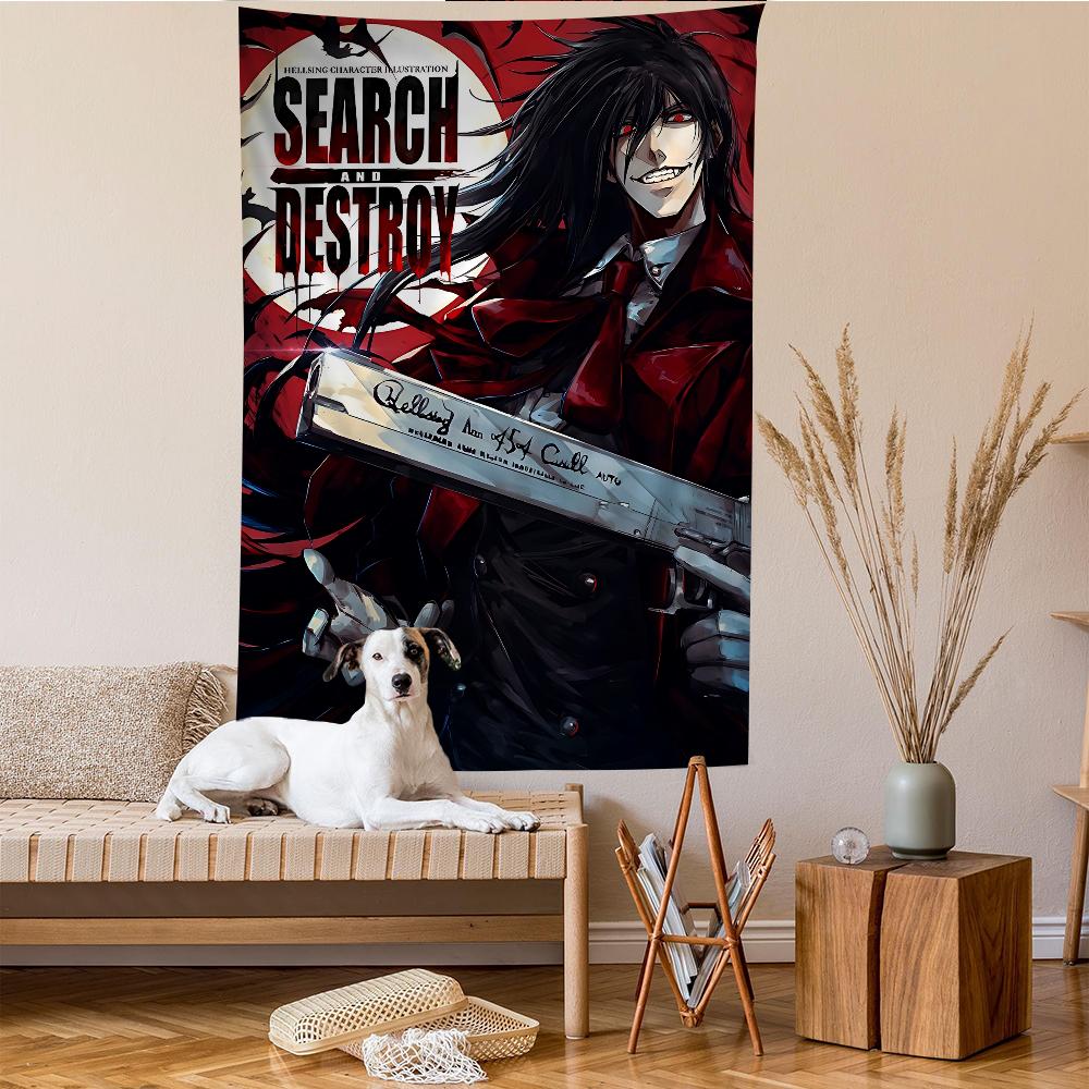 Hellsing Game Anime Tapestry Hippie Flower Wall Carpets Dorm Decor Wall Hanging Home Decor