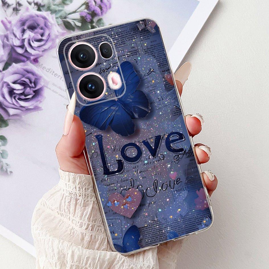 For OPPO Reno13 Pro 5G Case CPH2697 Fashion Flower Butterfly Soft Silicone Phone Cover For OPPO Reno 13 CPH2689 Reno13Pro Bumper