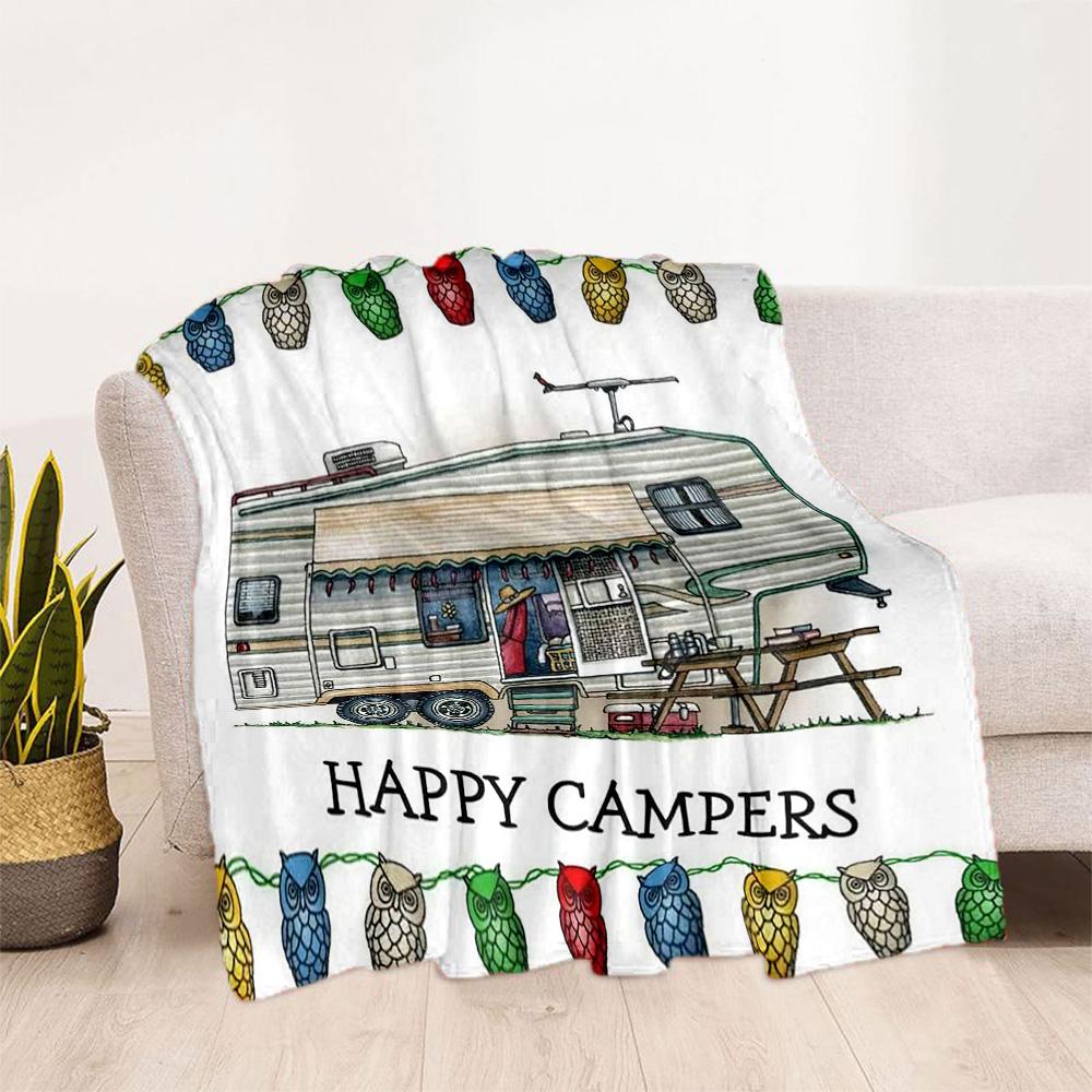 Camper Life Adventure Blankets Are Suitable for Living Rooms,making Them an Ideal Choice for Outdoor Travel and Gifts.