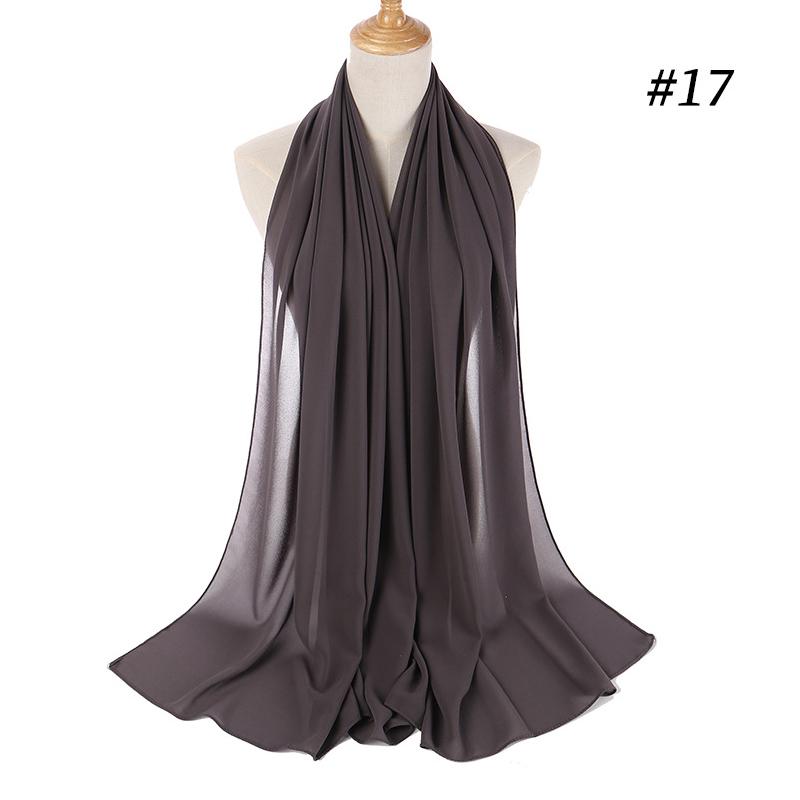 Muslim Plain Bubble Chiffon Hijab Scarf Women Scarves Long Shawls And Wraps Head Scarf Solid Color Soft Silk Feeling Headband
