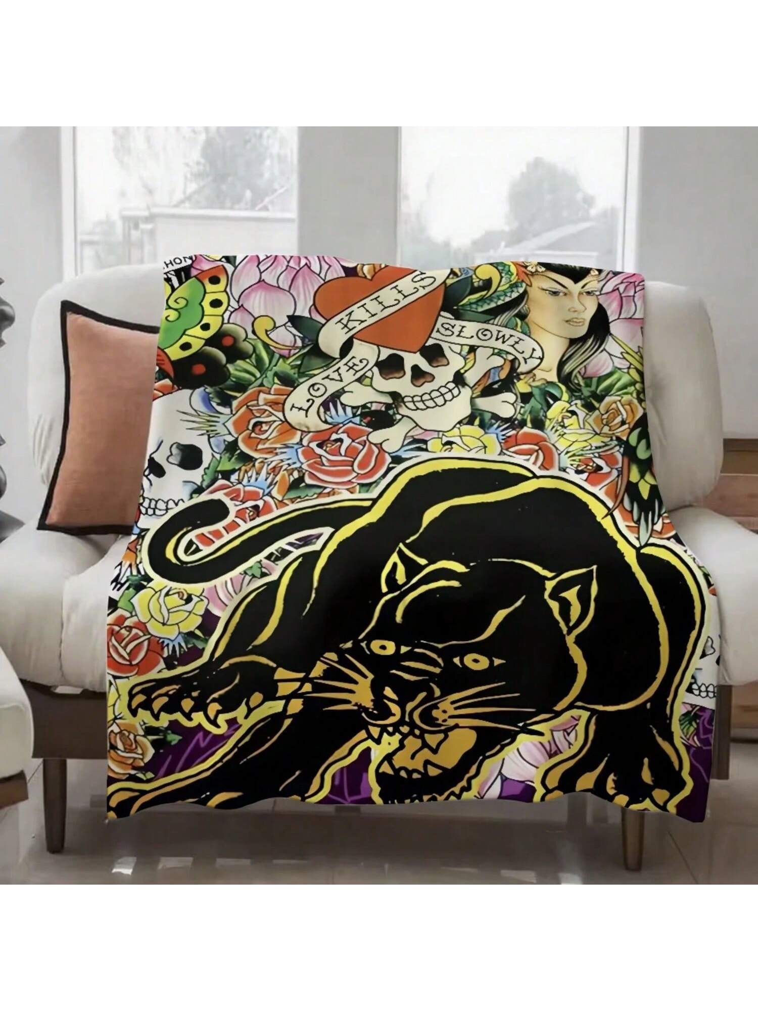 

Fashion Brand Ed H-Hardy Blanket Design Lightweight Throw Blanket For Dorms, Naps, Living Room, Office,Sofa,All-Season 75X95CM сірий колір