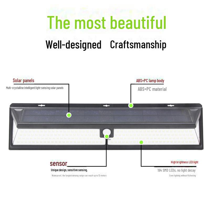 Zweireihige Solar-LED-Straßenleuchte für den Außenbereich mit Bewegungsmelder