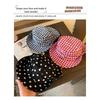 Japanese Style Sweet Gingham Basin Cap Adjustable Bucket Hat For Women And Men Soft Cotton Summer Sun Protection