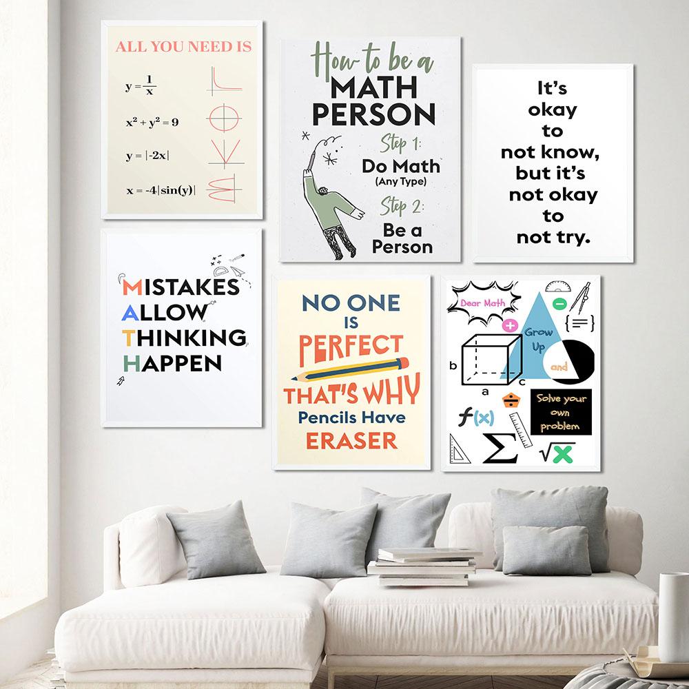 Math Poster Art Print Maths Educational Posters Print Fun Mathematics Wall Art Canvas Painting Classroom Decor Teachers Gift