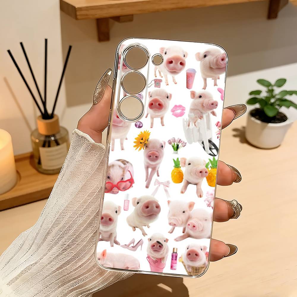 Lovely Cute Piggy Phone Case For Samsung A10 A12 A31 A40 A70 Transparent Cover
