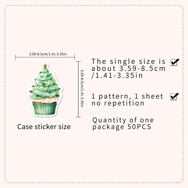 50 Retro Watercolor Christmas Stickers Holiday Decorations Hand Curtain Water Cup