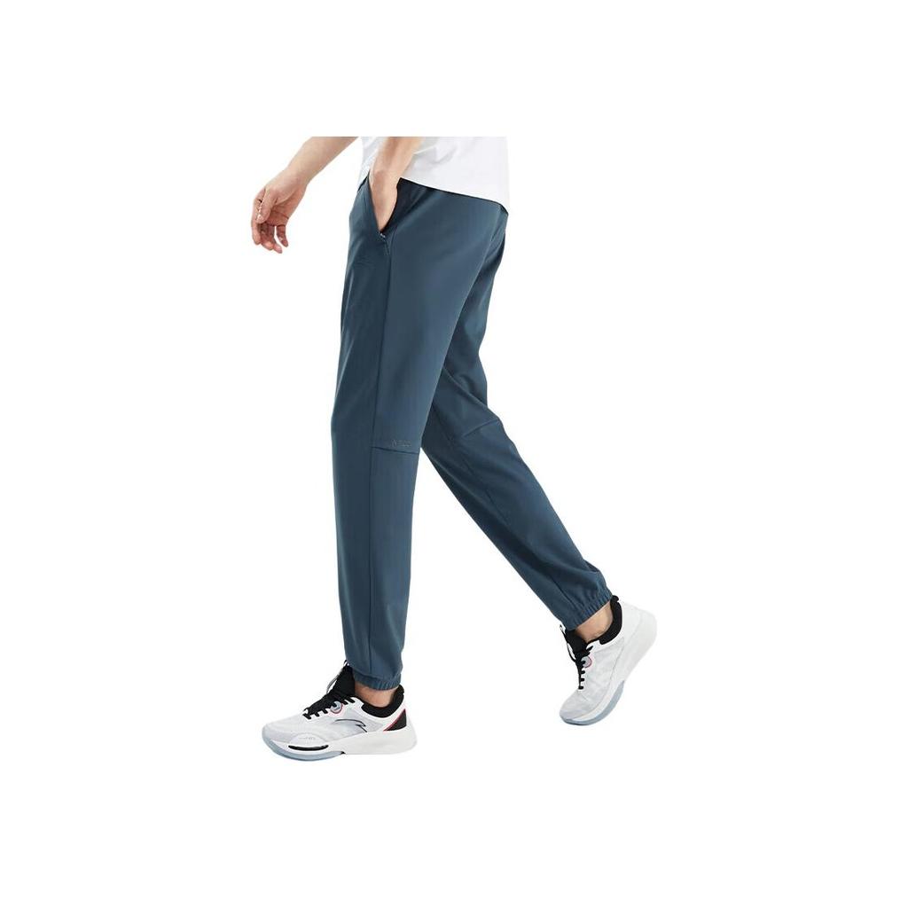Anta Training Series Solid Color Mid Waist Breathable Straight Leg Casual Pants Men Bottoms Blue 152337342-1