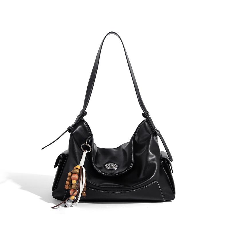 Fashion Women's Bag 2025 New Oil Wax Leather Single Shoulder Crossbody Soft Bag High-end Handbag Commuter Messenger Underarm Bag