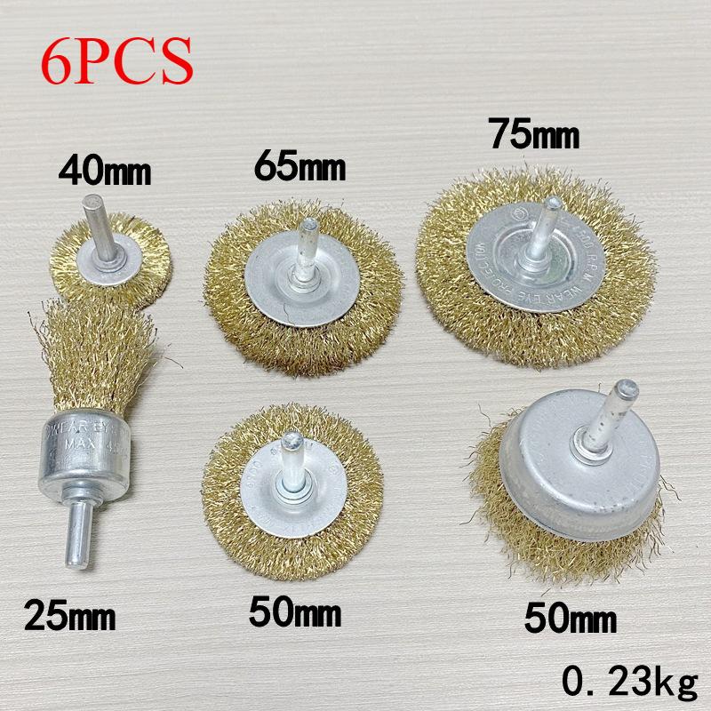 Steel Wire Brush Brass Plated Wheels Rotary Tool Metal Rust Removal Polishing Brush for Drill Maintenance and Metalworking