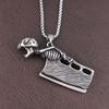 Retro Style Skull Knife Necklace Pendant for Men Punk Hip Hop Stainless Steel Skeleton Bottle Opener Gothic Jewelry
