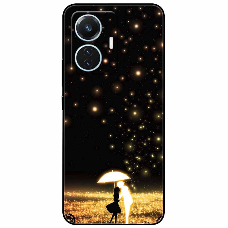 For Vivo T1 4G Case V2153 Covers TPU Black Silicone Starry Moon Cover for Vivo T1 44W Case Shockproof Soft X100 Pro Shells