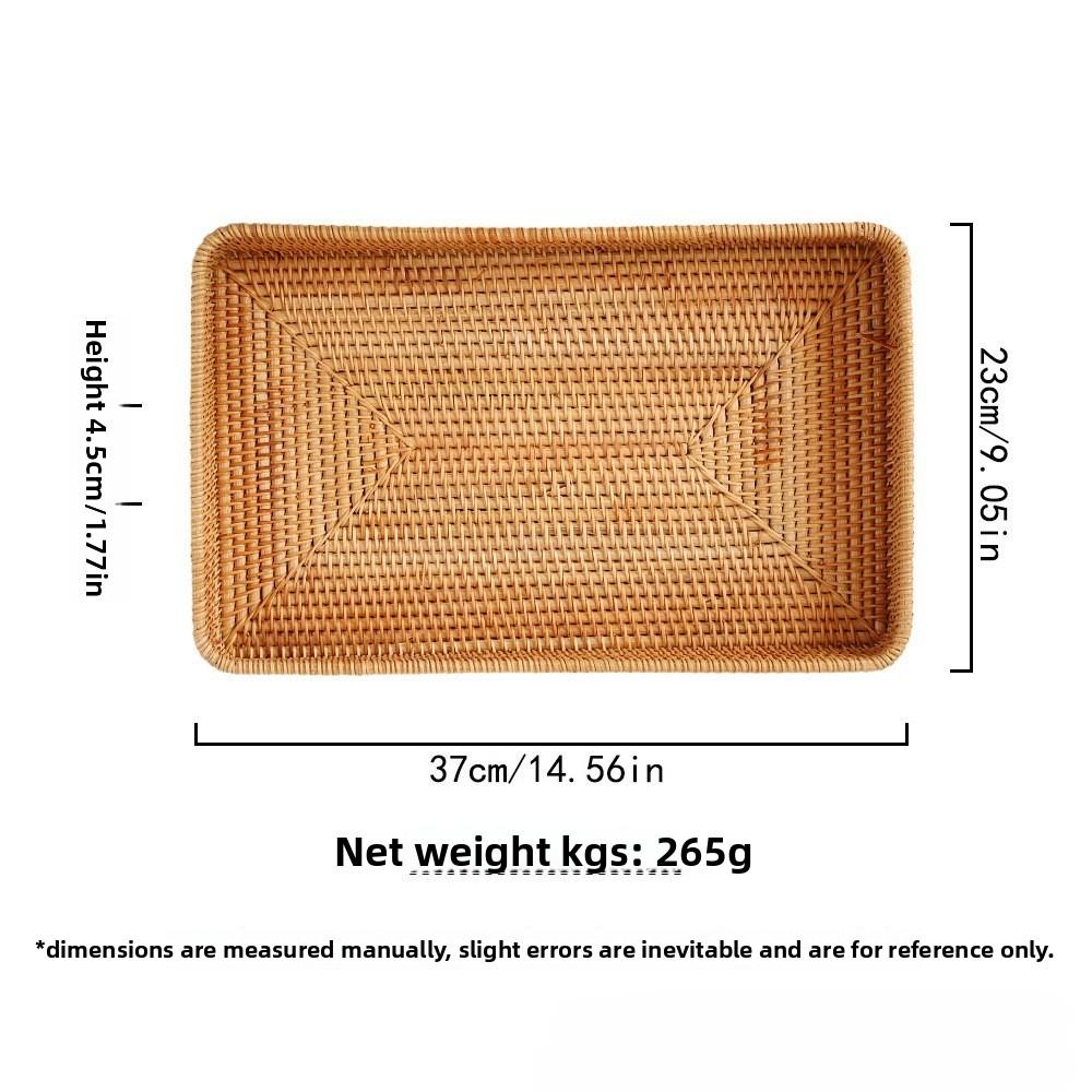 Natural Rattan Storage Baskets, Rectangular Woven Fruit Baskets, Wicker Decoration and Organizer for Bathroom, Living Room
