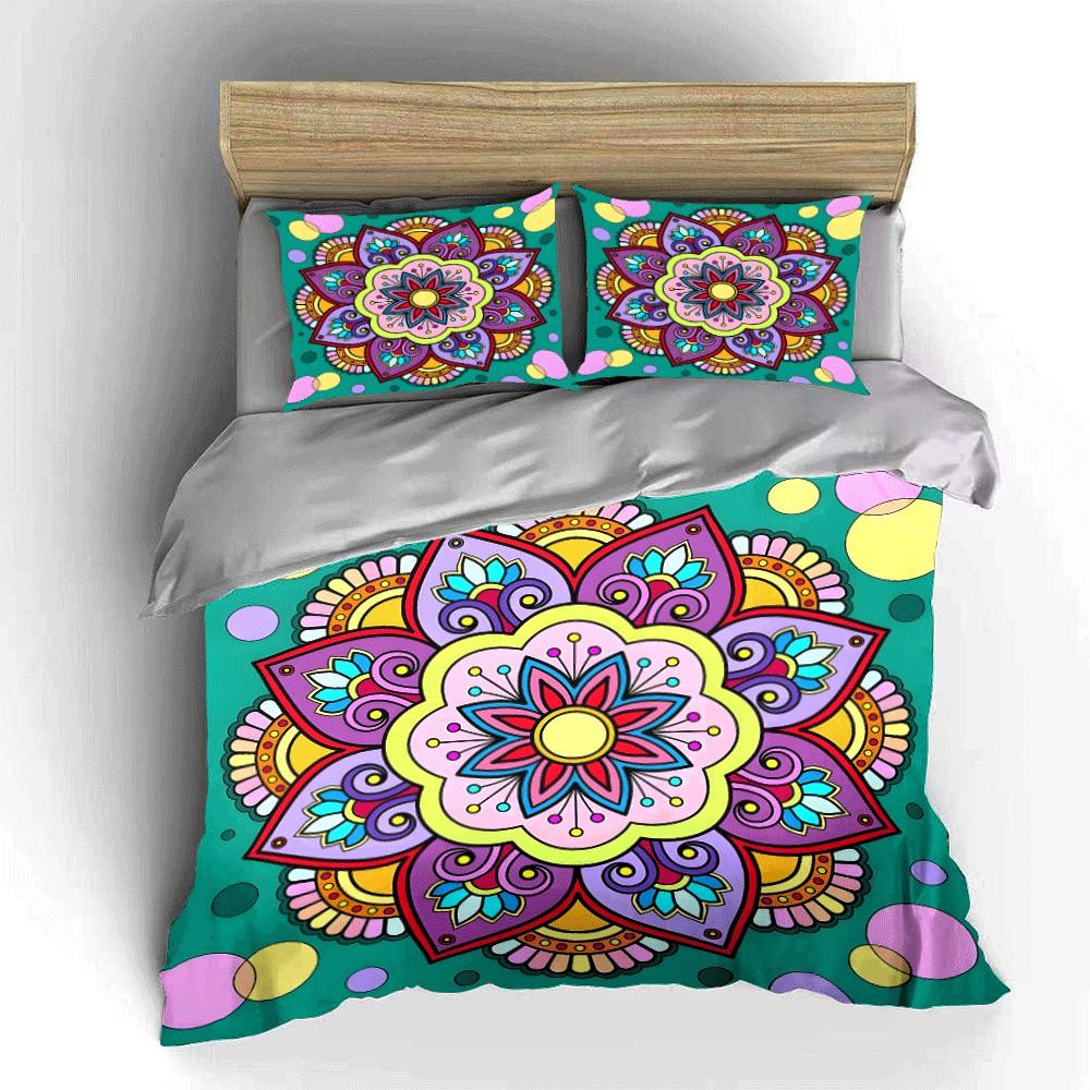 Colorful Mandala Three-Piece Set for Decoration Exquisite three-piece bedding set gift for kids and adults